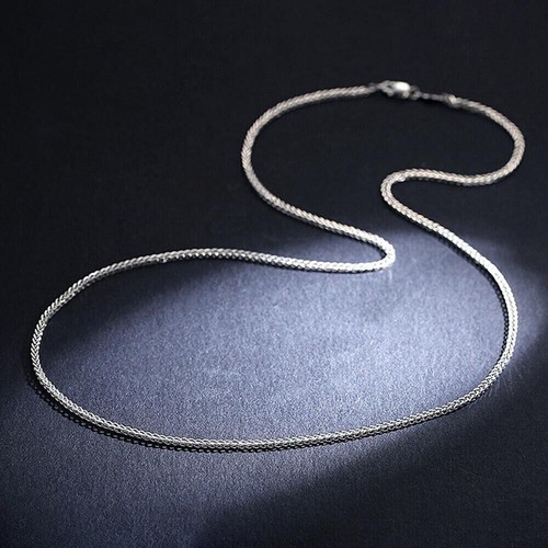 Collana maglia grano PT950 platino puro 950 catena donna 1 mm 2,5-2,6 g 17 pollici - Foto 5 di 7