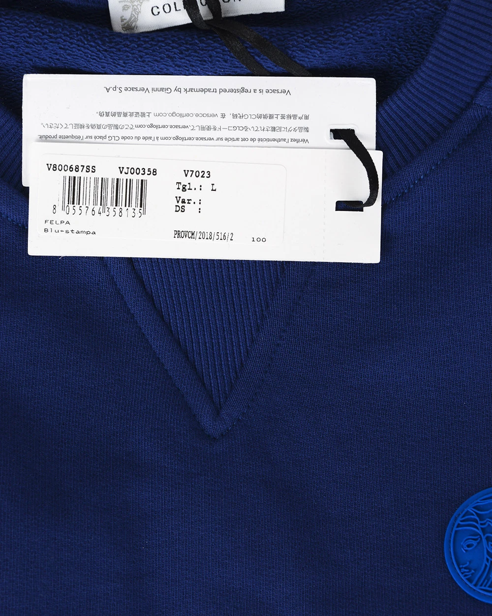 Felpa Versace Collection Sweatshirt Hoodie Uomo Blu V800687SSVJ00358 V7023