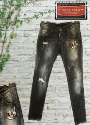 UVP 465£ : Seltene DSQUARED2 : LYC Tattoo Skater Slim Stretch Fit Jeans : W30 L32