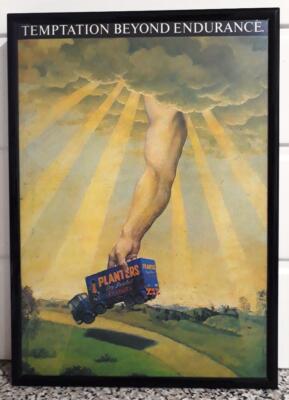 Gerahmte Original Oldtimer Werbung für Pflanzgefäße trocken geröstete Erdnüsse LKW von 1980