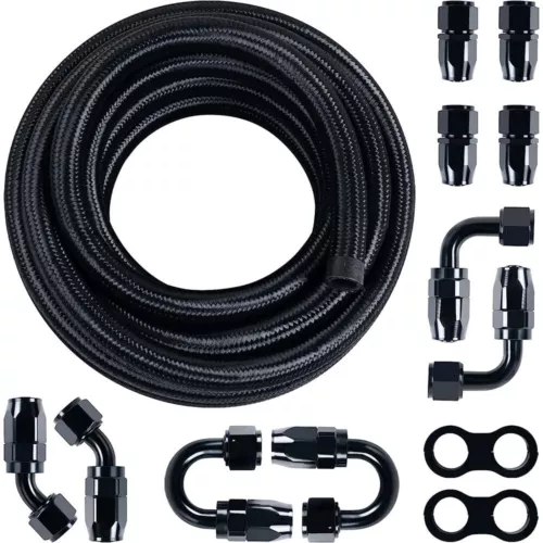 6AN 8AN 10AN 10FT 20FT CPE Braided Nylon Fuel Line Kit Hose End Fittings - Bild 18 von 20