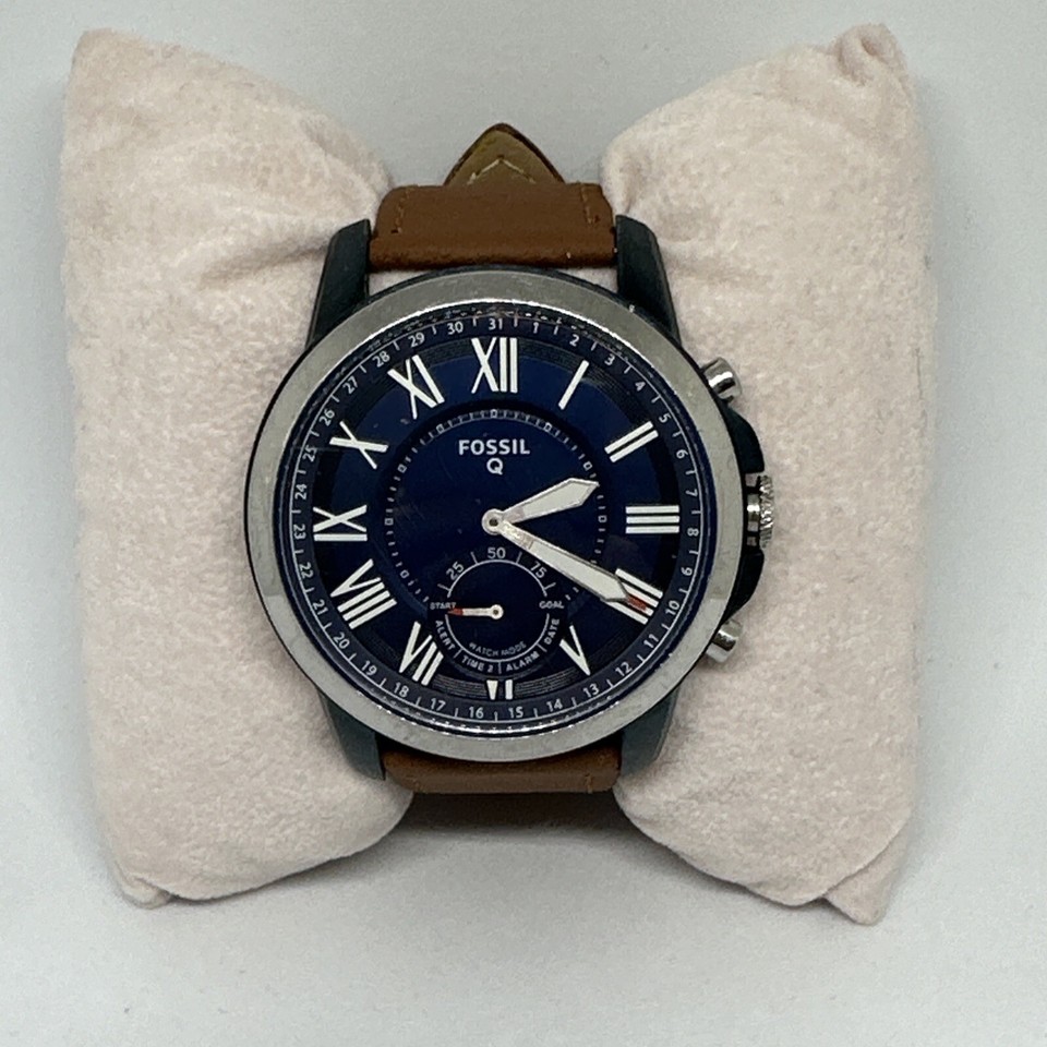 Fossil Grant FTW1140 Men's Brown Leather Analog Dial Hybrid Smartwatch