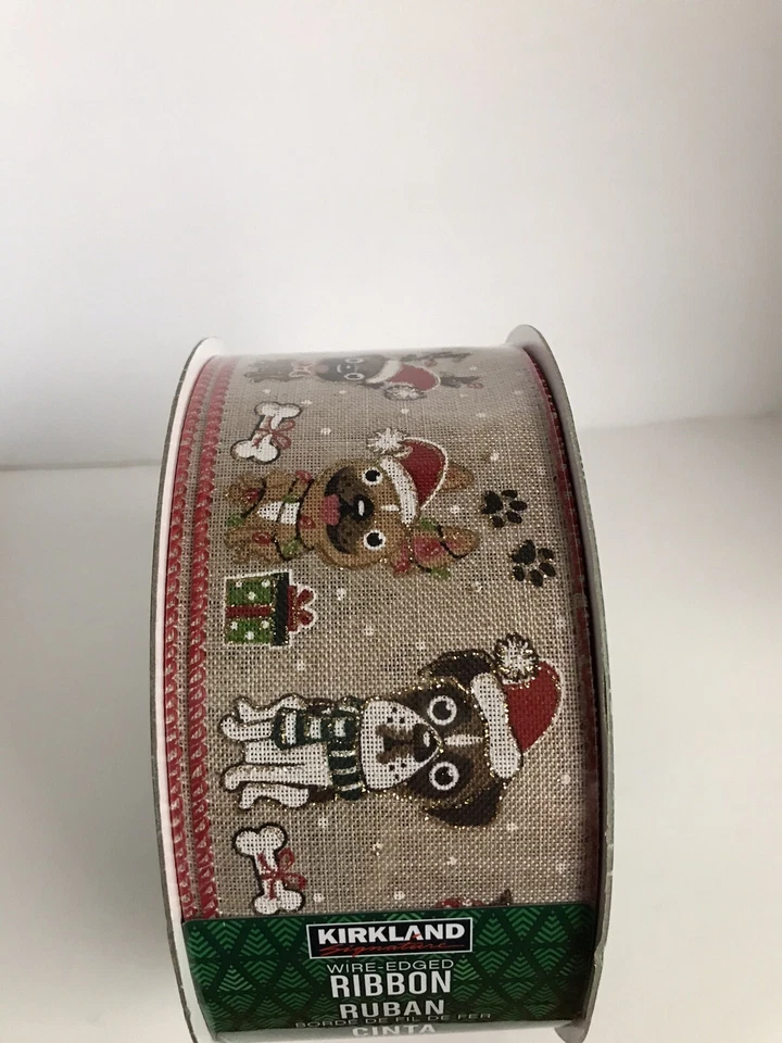 Kirkland Christmas Wire-edged Dog/Puppy Woven Ribbon, 2.5" wide, 50 yards NEW - Image 2 of 4