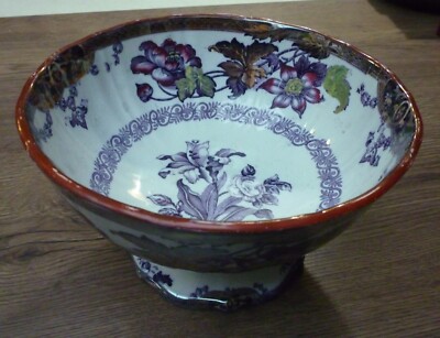 c1860s J & MP BELL & CO GLASGOW POTTERY LILY AND ROSE PUNCH TODDY WHISKEY BOWL