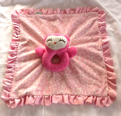 CARTER'S PINK HEARTS SOFT BLANKET RATTLE BABY GIRL LOVEY TOY