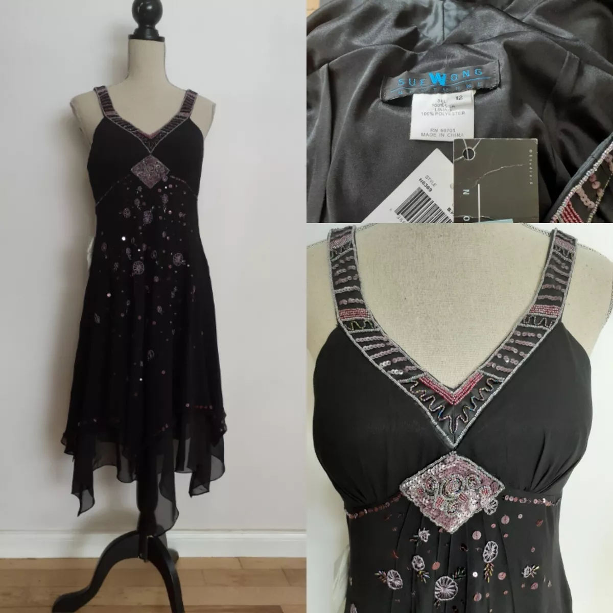 Sue wong nocturne hotsell black beaded dress