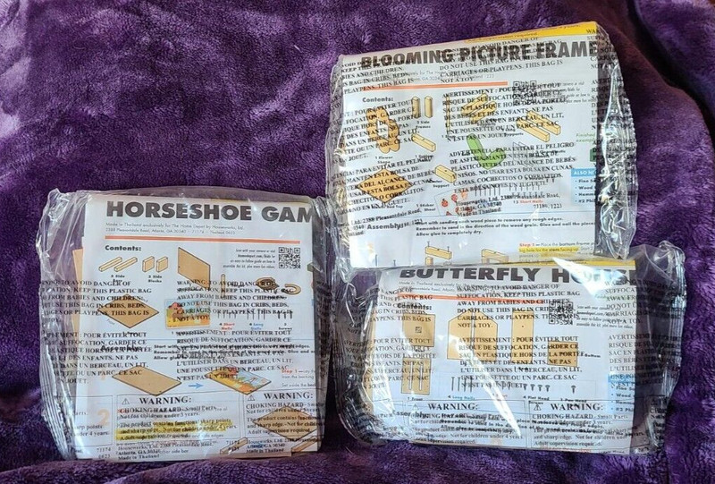 3 new Home Depot Kids Workshop Kits, Butterfly, Horseshoe Game, Picture Frame, F