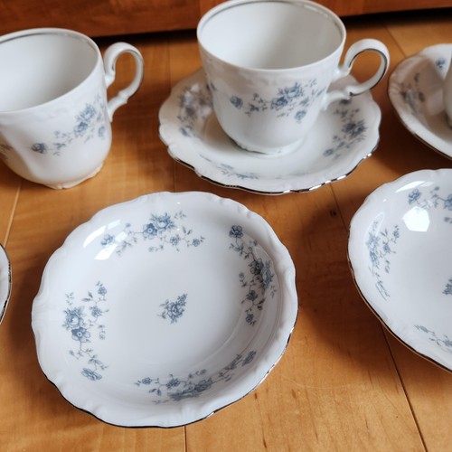 Johann Haviland Blue Garland Flat Tea Cups Saucers Small Bowls Bavaria Germany - Bild 7 von 8