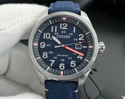 Citizen Eco-Drive HERREN Aviator Ziffernblatt Blau SPORTS AW5000-16L Uhr - Neu - Bild 1 von 4