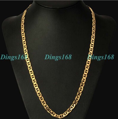 Ladies Real 18K Gold Filled 3mm 20'' Flat Mariner Link Anchor Chain Necklace P081