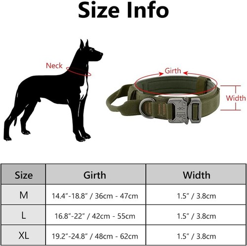 Taktisches Hundehalsband Militär mit Leine dicker Griff verstellbar stark Training - Bild 22 von 37