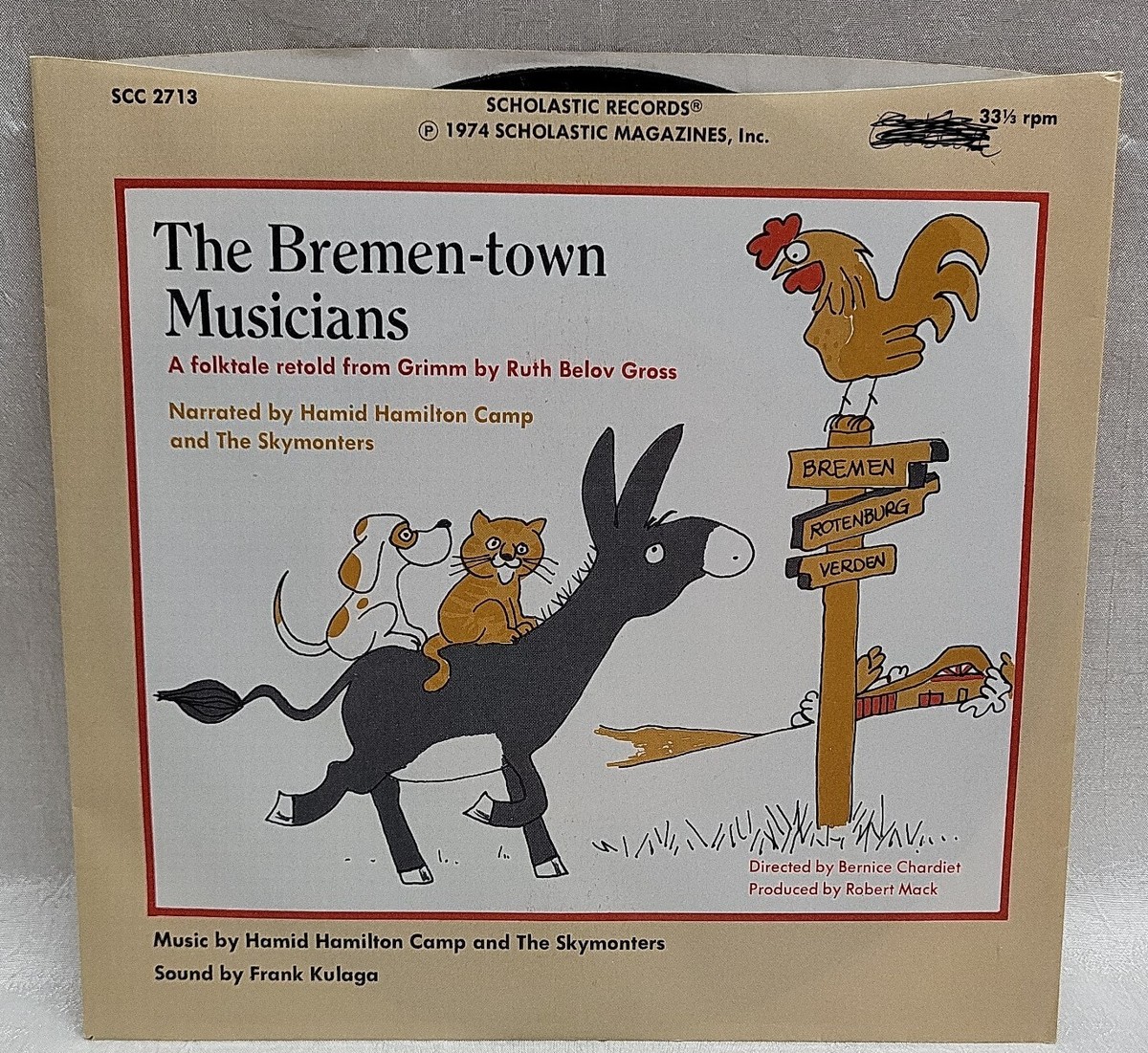 The Bremen-town Musicians Book and Record by Ruth Gross Scholastic