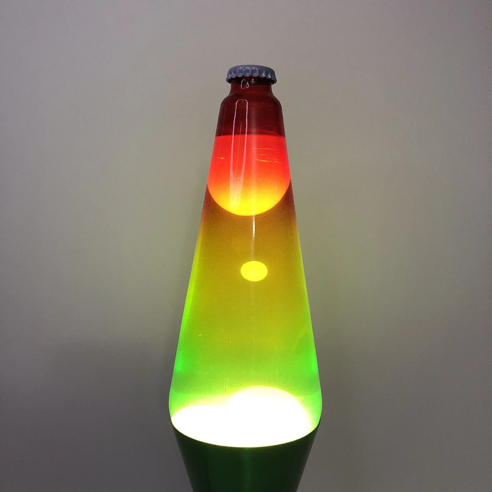 Lámpara de lava de colección Y2K 2001 luz 14" arco iris botella soporte cera movimiento iridiscente regalo Foto 3 de 4