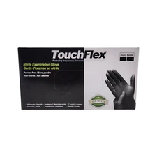 Large TouchFlex Black Nitrile Gloves - Durable, Latex-Free, Extra Grip (100/Box)