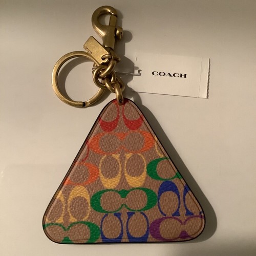 Coach Pride Signature Rainbow & Leather “Roll With It” Charm Key Ring Fob CA337 - Picture 6 of 10