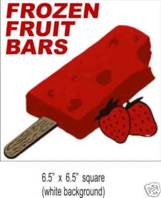 HARBOUR SIGNS Frozen Fruit Bars (2) Ice Cream Concession Decal 6.5"