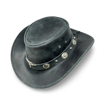 Lederhut Western Cowboy – Outdoor Hut Reiten, Wandern & Abenteuer Coal Black - Bild 1 von 4