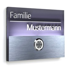Klingel Haustürklingel Anthrazit Edelstahl Klingelschild beleuchtet LED .Gravur