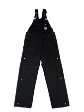 Carhartt Double Knee Overall Bibs Duck quilted Canvas Black Mens 38x34