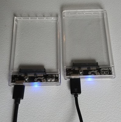 ORICO Clear 2.5'' External HDD Enclosures USB SATA   Lot of 2   Tested Working