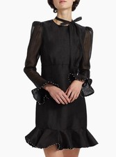 NWOT Zimmermann Women’s black linen silk long sleeve Mini dress size AU 1/ S