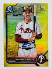 William Bergolla Autographed 2022 1st Bowman Chrome Yellow /75 Card #BCP-159 COA