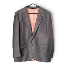 VTG 70s Lasso Western Wear Blazer Mens 46 Brown Polyester Sport Coat Rockabilly