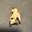 Carucci  Brooch Pin Metal White Black Orange Cat Pin with Green Eyes — photo 4