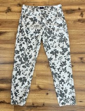 NYDJ Women’s 6 Ankle Jeans White Gray Floral Pockets Made In USA
