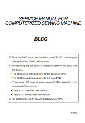 Baby Lock Model BLCC Sewing Machine Service Manual