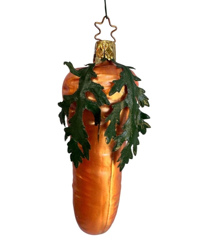Inge Glass Heirloom Carrot Ornament Hand Blown Glass Germany 4.5" Star Cap