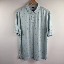 Footjoy Performance Polo Shirt Mens Large Green Short Sleeve All Over Print