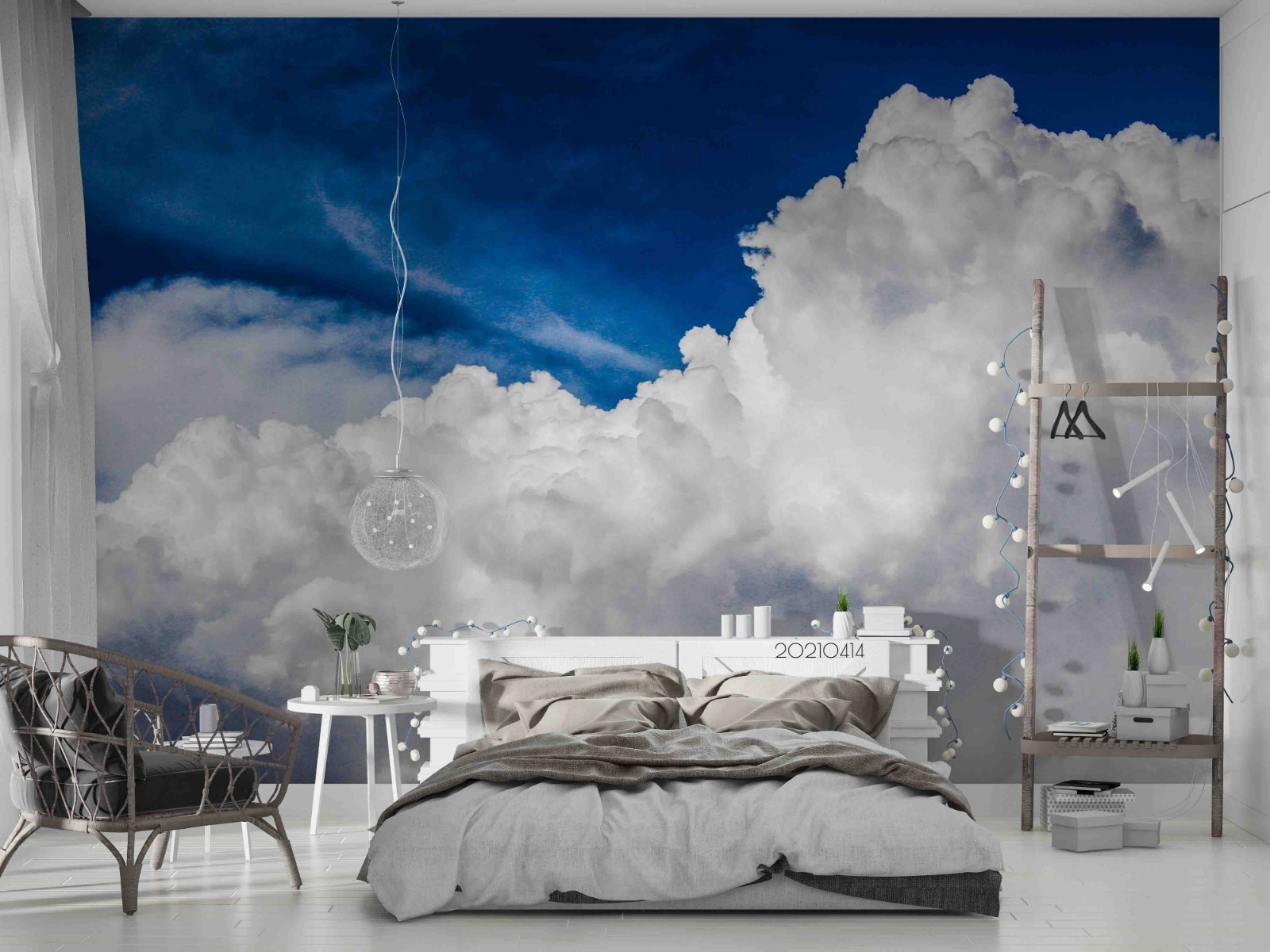 3D Blue Sky White Clouds Landscape Wall Murals Wallpaper Murals Wall Sticker 2