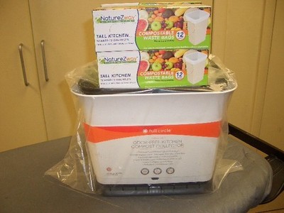 Full Circle Fresh Air Odor Free Kitchen Compost Collector with 48 Waste Bags
