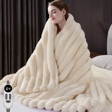 Heated Throw Blanket, Faux Fur Cozy Electric Blanket 50'' 60''