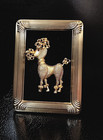 Vintage Goldtone Framed Metal Poodle Dog — photo 1