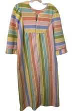 Vintage Styled By Saybury Pastel Rainbow Fleece Zip Up Knee Length Robe Large