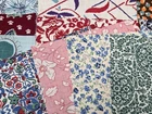BEST 20 Vintage Feedsack Fabric Quilt 6x6" Flour Sack Material 1940s Mixed LOT