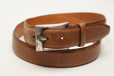Martin Dingman Dress Belt Mens 38 Brown Tumbled Glove Leather Chrome USA 