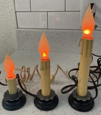 3 Vtg Xmas/Anytime Electric Window Light Candle Flickering Bulb Dripping Wax