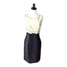 Tahari Arthur S Levine Sheath Dress Size 4 Black White Sleeveless Side Zipper 