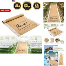 Wedding Aisle Runner Burlap Lace Custom Text Outdoor Indoor 40x15ft