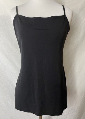 Moda International Tank Top Womens Medium M Black Stretch Side Slits