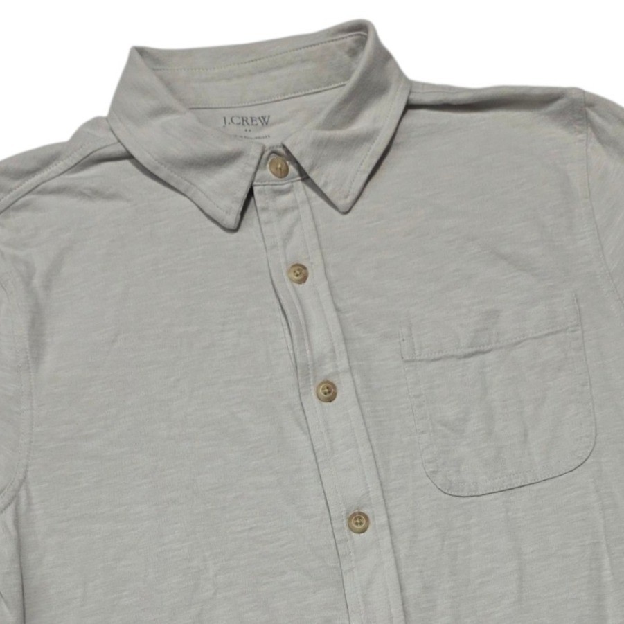 Camisa Jersey J.Crew Outlet Manga Corta Con Botones Para Hombres Pequeña Gris Algodón Slub
