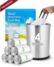 4 Gallon 320 Counts Strong Drawstring Trash Bags 1 Count Pack of 320 , White