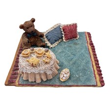 RARE Vintage Bear Pillow Rug Tea Set Home Decor Nursery Room Baby Shower Gift