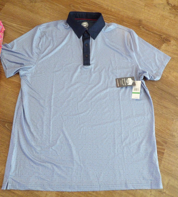 REDUCED Flag & Anthem Madeflex Mens L SS Performance Blue Golf Anytime Shirt NWT