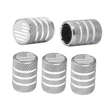 Tire Valve Stem Caps 5 pcsSilver American Flag Aluminum Alloy,Anodized