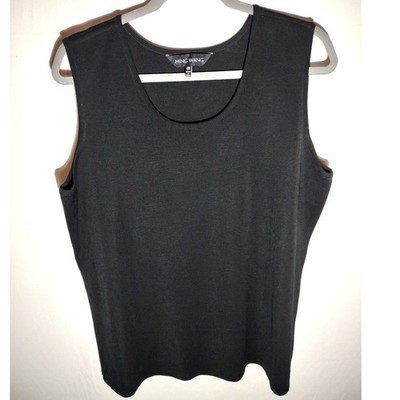 Ming Wang Black 0X Sleeveless Tank Top Knit Acrylic Polyester Women