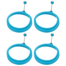 4 Pcs Round Egg Rings, Silicone Egg Pancake Rings Set, Blue